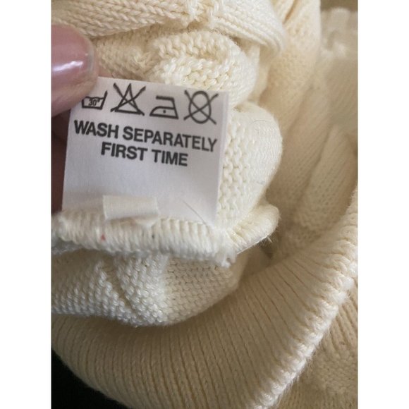 Vintage Mens Le TRICOT MARINE Ireland White Ribbed cotton Sweater Large Flags - Picture 9 of 13